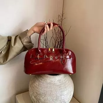 Женская сумка-ракушка в стиле ретро: 2024 Ранняя осень Корейская стильная квадратная сумка-мессенджер чёрный