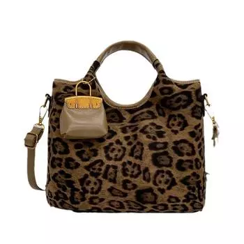 Женская сумка ретро леопардовый принт сумка новая матовая ПУ пригородная женская сумка из трех частей косая сумка чёрный