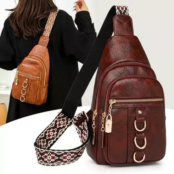 Женская сумка-ретро на грудь, однотонная сумка через плечо, поясная сумка чёрный