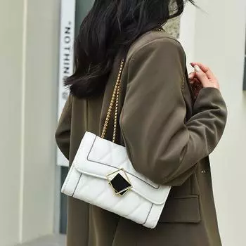 Женская сумка ромб женская сумка модная сумка-мессенджер дизайн маленькая квадратная сумка высокого класса модная сумка на цепочке 21x8x14cm белый