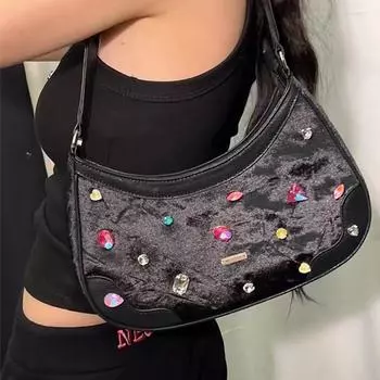 Женская сумка, роскошный модный комплект с цветными бриллиантами, мягкая сумка на плечо, сумочка-кошелек, дизайнерская сумка для женщин, высокое качество