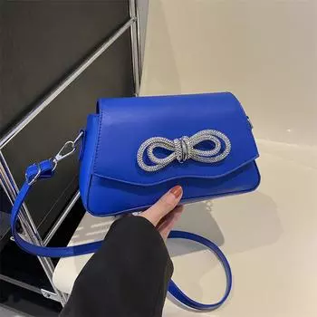 Женская сумка с бантом 2024 года, весна, новая модная иностранная текстура, простая повседневная модная сумка через плечо чёрный