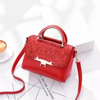 Женская сумка с блестками, маленькая квадратная сумка, модная женская сумка через плечо, женская повседневная сумка-мессенджер чёрный