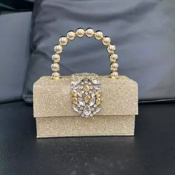 Женская сумка с бриллиантами, блестящая квадратная сумка с бриллиантами, сумка для ужина со стальным шариком на длинном ремне