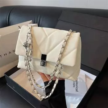 Женская сумка с цепочкой Lingge, новинка 2024 года, универсальная сумка через плечо в западном стиле, маленькая ароматная высококачественная сумка на одно плечо для подмышек