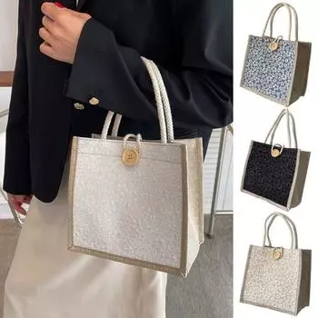 Женская сумка с цветочным принтом и застежкой на пуговицы с широким открытием, большая вместимость, отличная сумка для хранения на подшипниках Beto чёрный