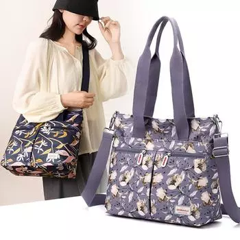 Женская сумка с цветочным узором, винтажная сумка через плечо, большая вместимость, сумка через плечо