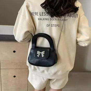 Женская сумка с галстуком-бабочкой, новинка 2024 года, модная и модная корейская версия, нишевая сумка под мышками, высококачественная сумка через плечо с цепочкой