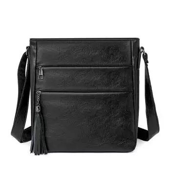 Женская сумка с кисточками из ПУ, на плечо, кроссбоди, кошелек для монет, сумка для мобильного телефона чёрный
