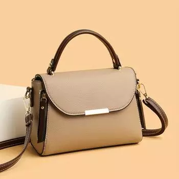 Женская сумка с клапаном в стиле ретро, сумка через плечо контрастного цвета, модный многослойный кошелек с верхней ручкой 22*10*16cm чёрный