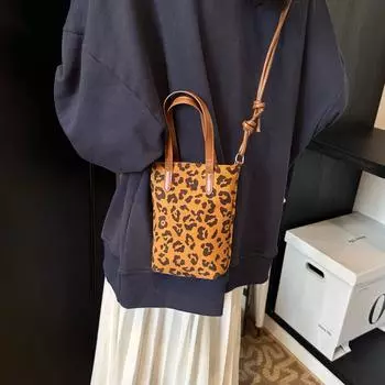 Женская сумка с леопардовым принтом из искусственной кожи, с косым узором, для мобильного телефона