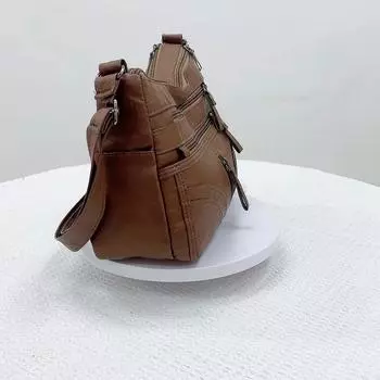 Женская сумка с несколькими карманами, большая вместительная маленькая квадратная сумка из искусственной кожи, сумка через плечо для матери среднего возраста, сумка через плечо красный