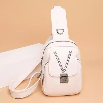 Женская сумка с несколькими карманами, нагрудные сумки с заклепками, модные простые женские сумки на ремне, дизайнерские классические новые сумки через плечо для девочек-мессенджеров 15cm7cm22cm синий