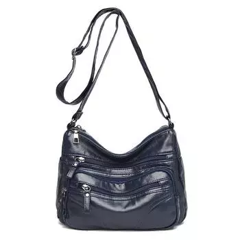 Женская сумка с несколькими карманами, сумка из мягкой искусственной кожи, городская, простая, через плечо, сумка-мессенджер для мамы чёрный