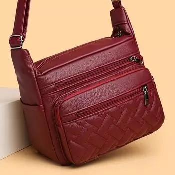 Женская сумка с несколькими отделениями, мягкая кожаная сумка через плечо, сумка для матери среднего возраста, многофункциональная сумка через плечо, сумка для мобильного телефона чёрный