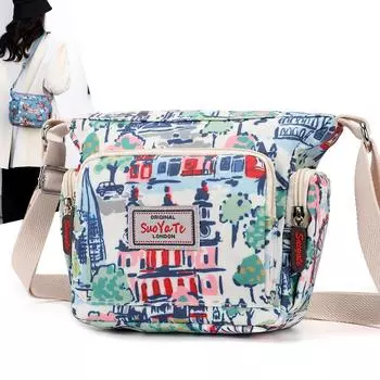 Женская сумка с принтом, маленькая квадратная сумка, нейлоновая сумка через плечо, водонепроницаемая, большой емкости, сумка для мамы