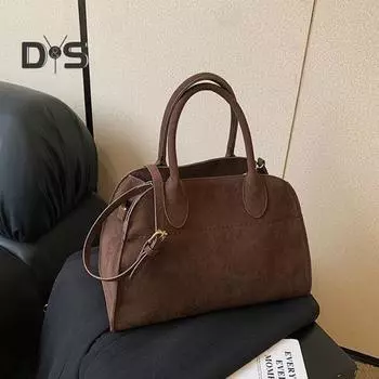 Женская сумка с регулируемым плечевым ремнем из искусственной кожи, сумка для поездок на работу и обратно, ретро-сумка с металлической пряжкой, дорожный кошелек для покупок Small коричневый