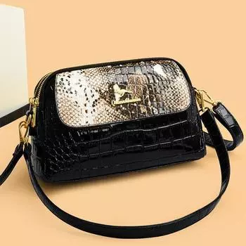 Женская сумка с рисунком крокодила и рисунком змеи. Новая модная женская сумка через плечо. Сумка с леопардовым узором.