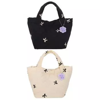 Женская сумка с ромбовидной решеткой и подвесным бантом, женская сумка-шоппер большой емкости белый