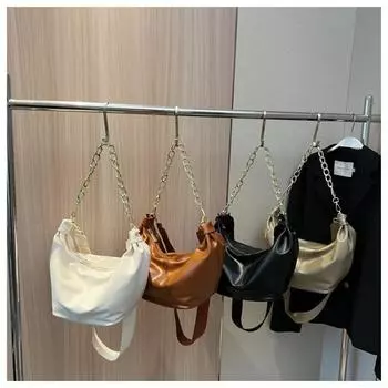 Женская сумка с текстурной цепочкой, большая вместительная сумка через плечо, новинка 2023 года, зимняя интернет-известная простая сумка для пельменей на одно плечо