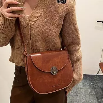 Женская сумка с текстурой в стиле ретро, нишевый дизайн, простая и универсальная седельная сумка, модная поездка на работу, ощущение высокого класса, сумка через плечо, сумка через границу