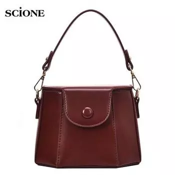 Женская сумка с текстурой в стиле ретро, новая модная сумка-ведро в Гонконгском стиле, однотонная сумка на плечо 18cm*12cm*14cm чёрный