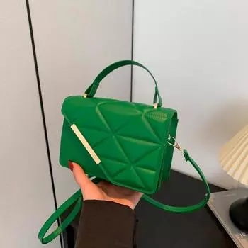 Женская сумка с вышивкой ромбами, модная маленькая женская сумка через плечо 2024 года, текстура популярной в этом году портативной небольшой квадратной сумки чёрный