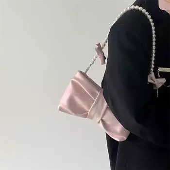 Женская сумка с жемчужным бантом подмышкой, маленькая свежая сумка-фея, корейская версия, сумка через плечо на одно плечо