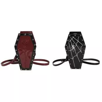 Женская сумка-саквояж в виде гроба из мультфильма из искусственной кожи на Хэллоуин (Стиль 1) *