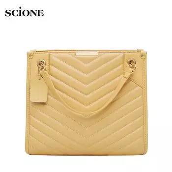 Женская сумка SCIONE, новинка 2020 года, женская сумка через плечо, большая вместительная диагональная сумка с ромбовидной цепочкой 27.5cm*11cm*24cm белый