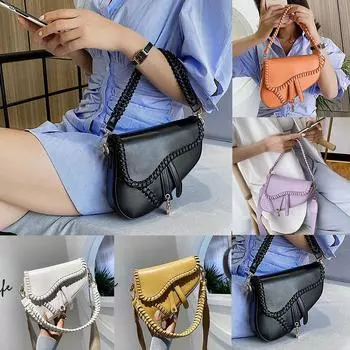 Женская сумка-седло через подмышку, кошельки и сумки, роскошная помада, искусственная кожа, сумки через плечо с кисточками 2022 года, лето чёрный