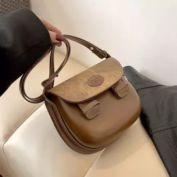 Женская сумка-седло высокого класса в стиле ретро 2024 года: Нишевый дизайн, простая модная сумка-мессенджер и сумка-мессенджер коричневый