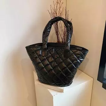 Женская сумка-сетка с ромбовидной структурой большой вместимости, хлопковая космическая сумка, универсальная сумка на одно плечо