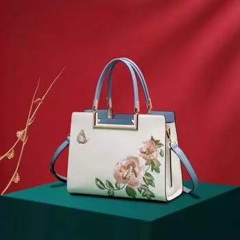 Женская сумка Shenting 2024 в китайском стиле из натуральной кожи с вышивкой, большой емкости 290*120*230mm