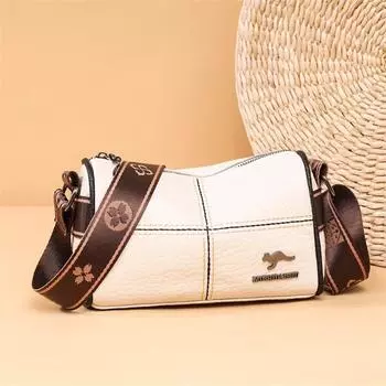 Женская сумка, широкий плечевой ремень, сумка через плечо, маленькая квадратная сумка, сумка на одно плечо, мягкая кожаная сумка-подушка чёрный