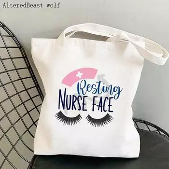 Женская сумка-шоппер, дыхательная сумка для медсестры с принтом Kawaii, Harajuku, парусиновая сумка-шоппер, сумка для девочек, большая сумка на плечо, женская сумка 24*26cm