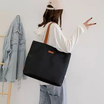 Женская сумка-шоппер, простая модная сумка на молнии, водонепроницаемая, сплошная, из ткани Оксфорд, большая вместимость, сумки через плечо для женщин (30cm<Max Length<50cm)