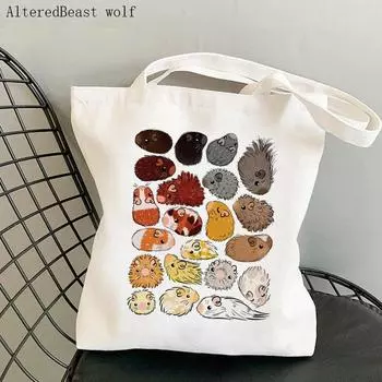 Женская сумка-шоппер с принтом морских свинок Kawaii сумка Harajuku для покупок Холщовая сумка-шоппер женская сумка-тоут на плечо женская сумка