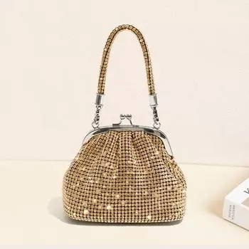 Женская сумка со стразами Guangzhou Shell Clip Chain Handmade Dinner Shoulder Bag темно-зеленого