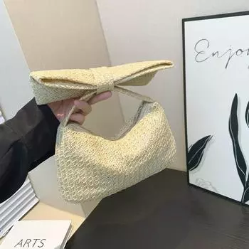 Женская сумка соломенная маленькая квадратная сумка персонализированный бант клатч большой емкости сменный клатч сумка для хранения хаки