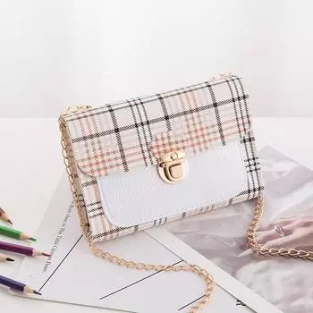 Женская сумка speed hair 2024 новая женская клетчатая маленькая квадратная сумка свежая и милая сумка-цепочка портативная сумка через плечо белый