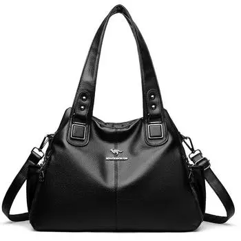 Женская сумка среднего и пожилого возраста PU сумка для мам через плечо сумка-тоут чёрный