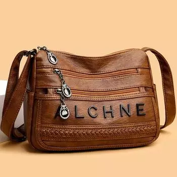 Женская сумка среднего размера. Новинка 2024 года. Сумка через плечо на одно плечо. Простая атмосферная сумка для матери. Женская сумка из мягкой искусственной кожи среднего возраста. 26*8.5*19cm синий