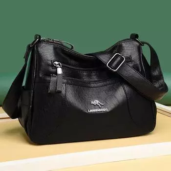 Женская сумка среднего возраста, женская модная сумка из мягкой кожи, большая вместимость, сумка через плечо на одно плечо чёрный