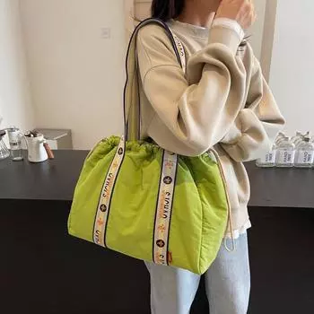 Женская сумка, студенческая сумка через плечо, большая вместимость, портативная сумка на шнурке, сумка для поездок на работу хаки