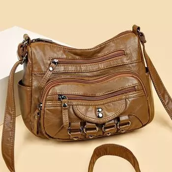 Женская сумка Сумка через плечо большой вместимости Сумка через плечо для среднего и пожилого возраста Маленькая квадратная сумка с несколькими карманами фиолетовый