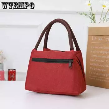 Женская сумка, сумка для ланча, сумка для бенто, сумка для мамы, маленькая школьная сумка, однотонная холщовая сумка 21*14*16.5cm красный