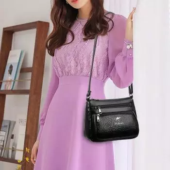 Женская сумка Сумка для мам среднего возраста Модная многослойная Большая вместимость Одно плечо Теща Купить Овощная сумка