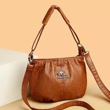 Женская сумка, сумка для мамы, большая вместительная сумка через плечо, мягкая кожаная сумка для мобильного телефона жёлтый