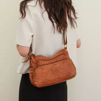 Женская сумка Сумка для мамы среднего возраста Сумка через плечо на одно плечо из мягкой кожи синий